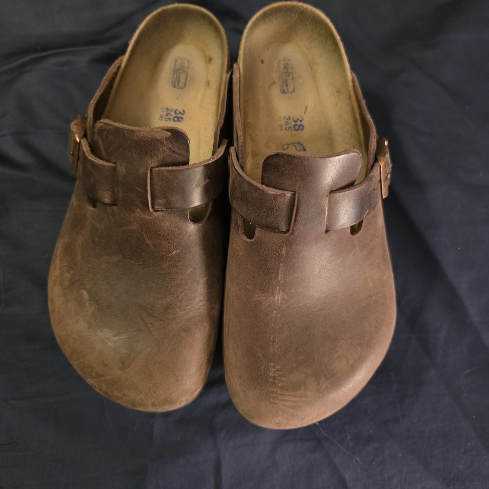 Brown Leather Clogs
